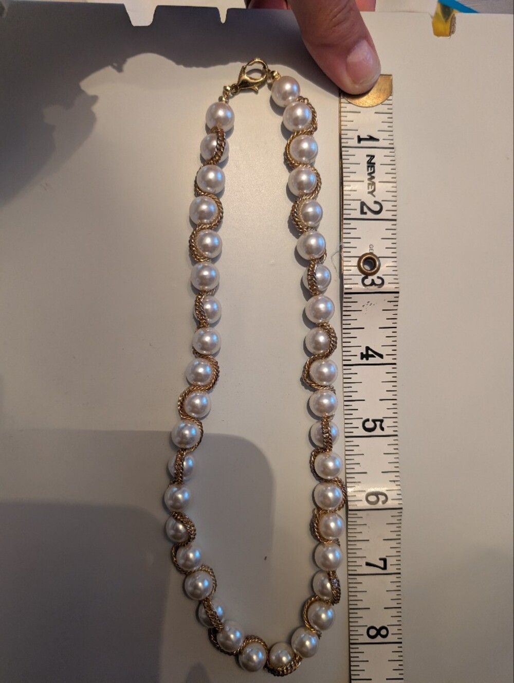 Pearl and Gold-Tone Rope Necklace - White Pearls - Picture 7 of 7